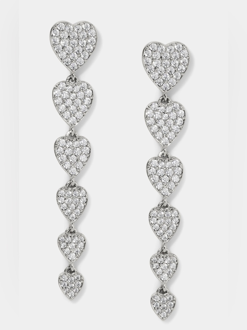 Nadri Real Love CZ Pave Heart Linear Drop Earrings Bridal Wedding